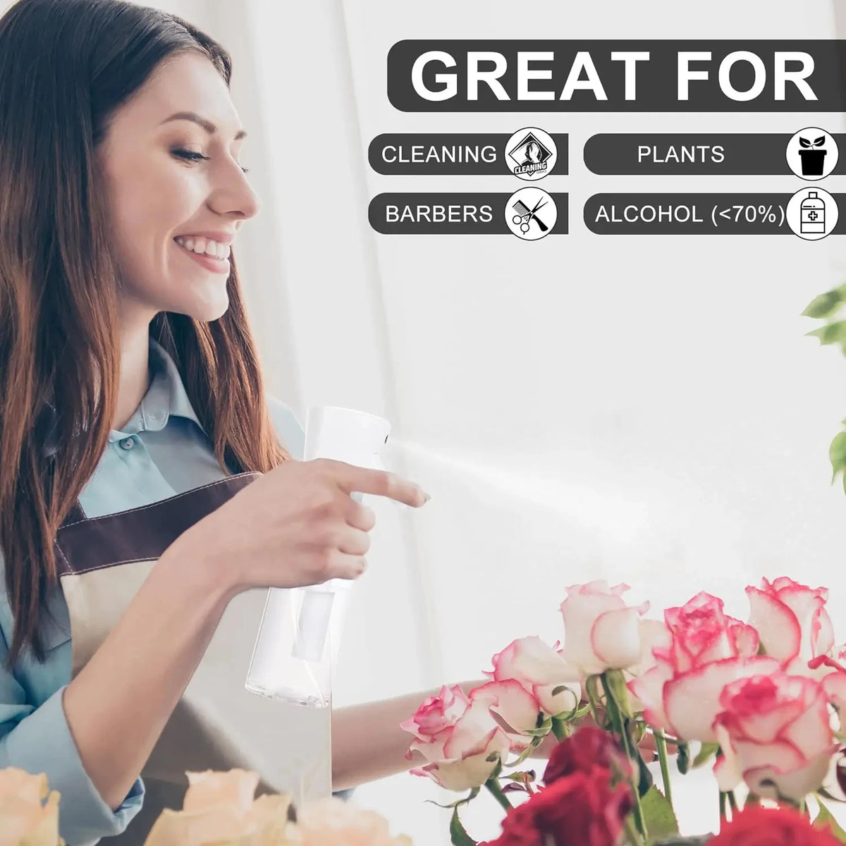 Professional High Pressure Spray Bottle 200ml - Fine Continuous Mist Sprayer for Hair Styling, Gardening & Pet Grooming