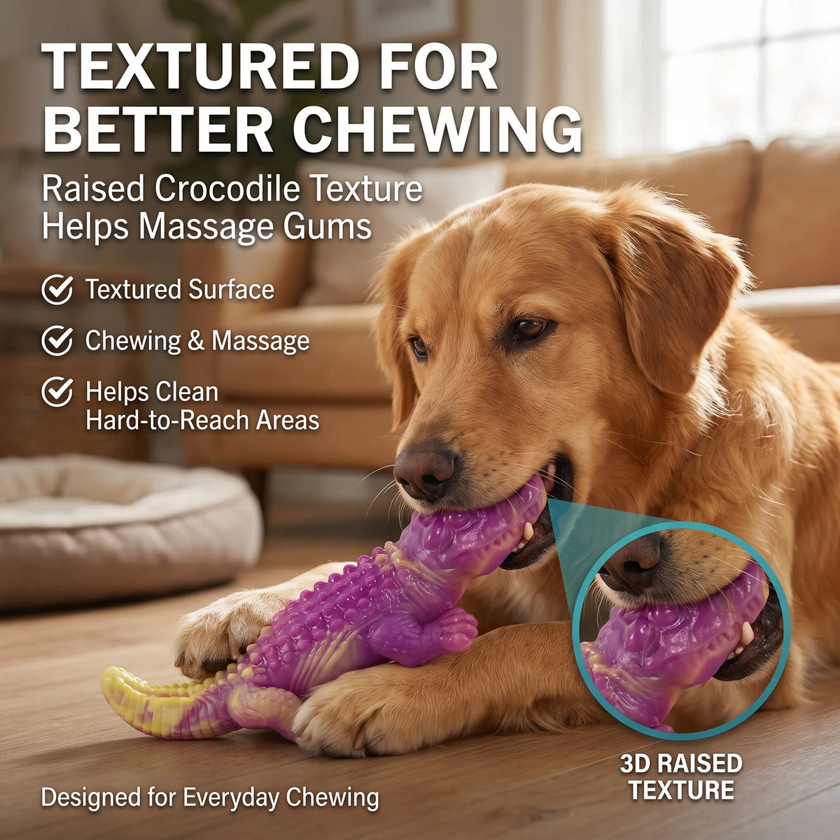 Indestructible Dog Chew Toy for Aggressive Chewers Durable Dog Teeth Cleaning Alligator Shaped Beef Aroma Chew Pet Toy