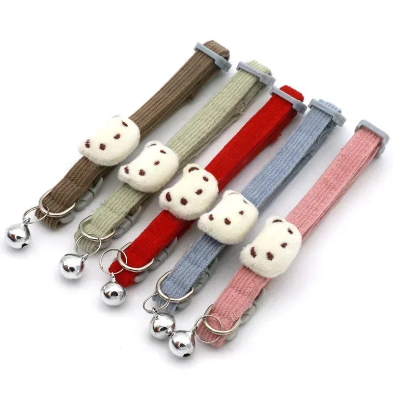 Lovely Pet Collar Adjustable Cartoon Style Soft Pet Necklace with Bell Adjustable Small Dog Cat Collar Pet Supplies