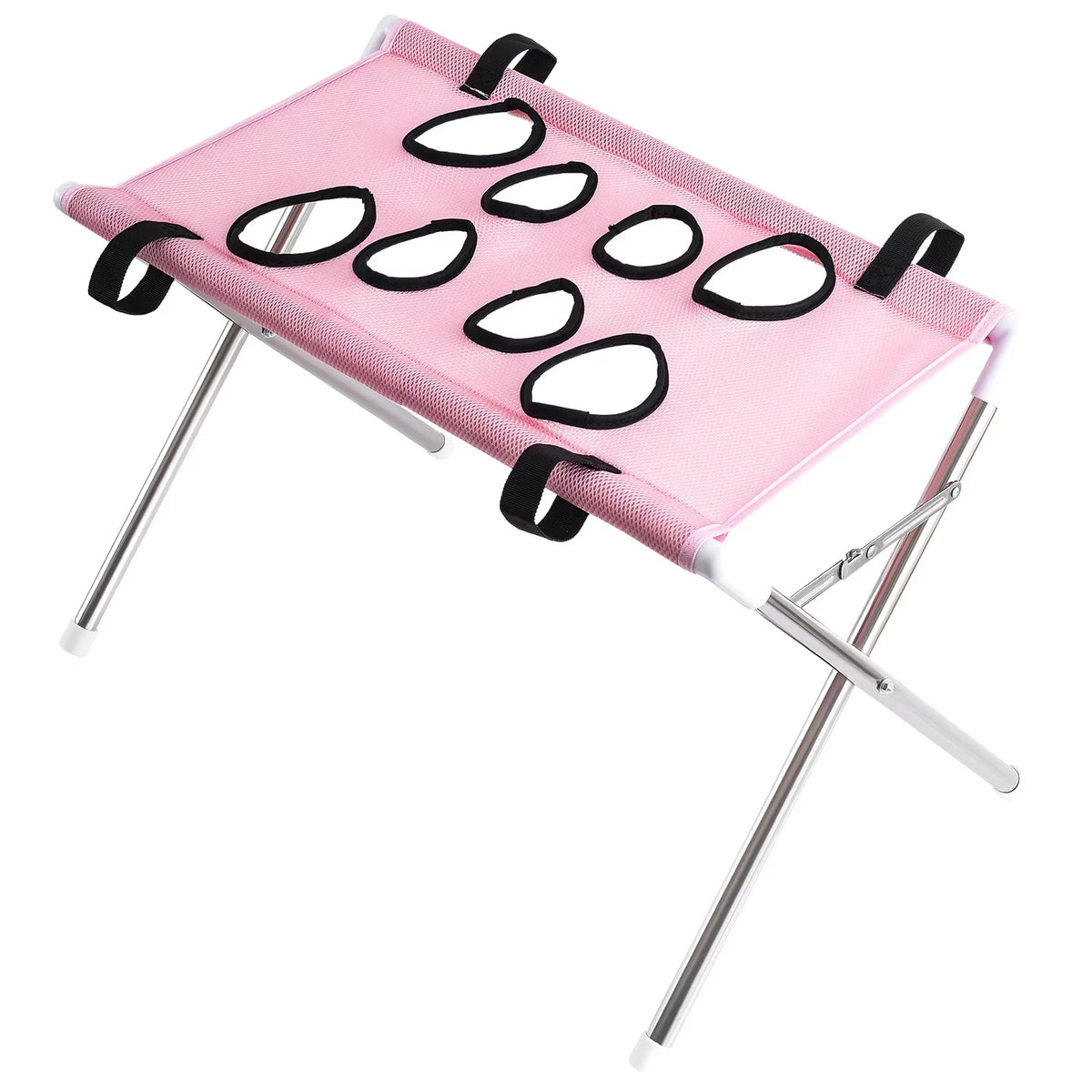 Pet Grooming Hammock Stand Foldable Dog Bathing Table Breathable Mesh Washing Support with Storage Pockets for Home Salon
