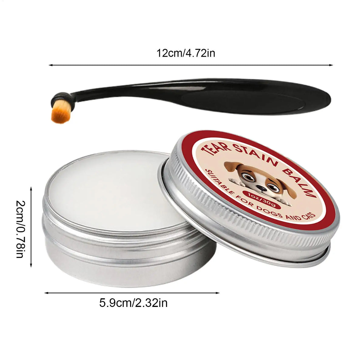 Dog Tear Stain Remover 40g Cleaning Balm with Brush Eye Cleaner Dogs for Puppy Pet Daily Care Grooming Salon Vet Clinic Home