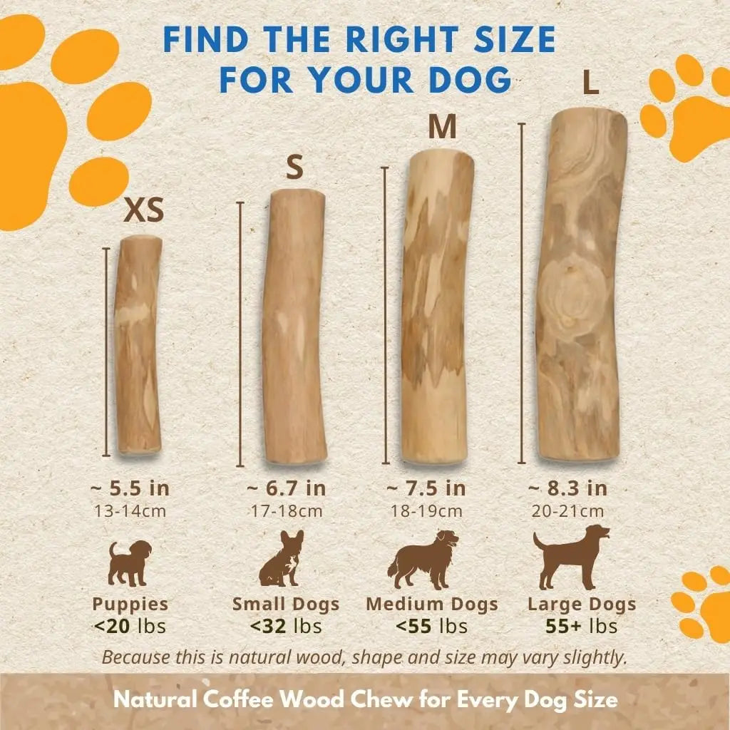 Coffee Wood Dog Chew Stick - Coffee Wood Stick for Your Pets - Non Toxic Safe Puppy Chew Toy for Teething & Gifts for Dogs