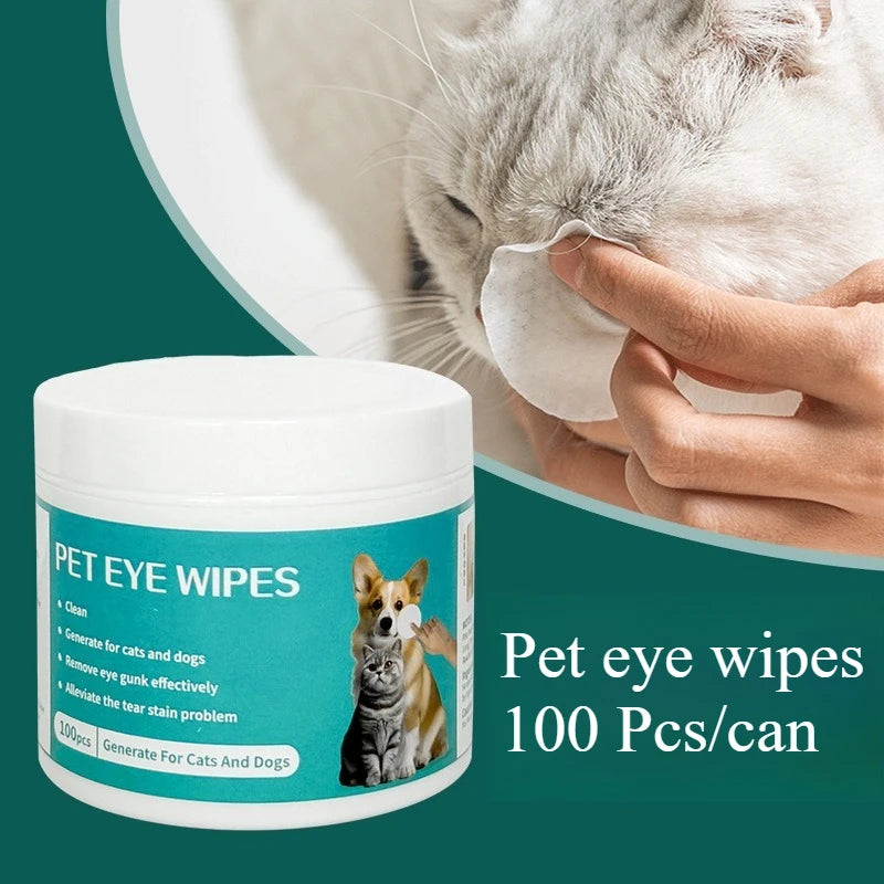 100 Piece Pet Eye Cleaning Wipes Tear Mark Remover for Cats Hygienic Grooming Wet Tissues for Home Pet Care