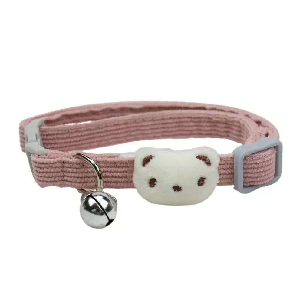 Lovely Pet Collar Adjustable Cartoon Style Soft Pet Necklace with Bell Adjustable Small Dog Cat Collar Pet Supplies