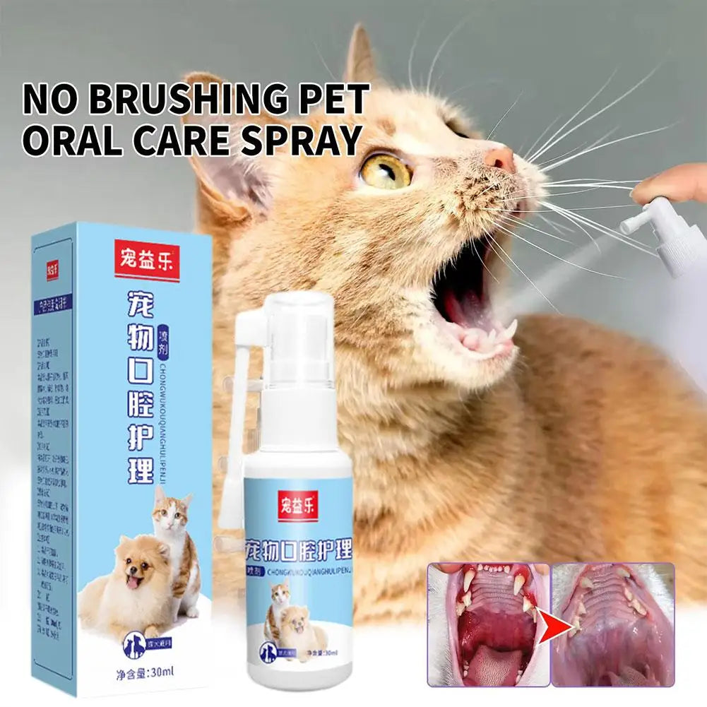 Pet Oral Spray Clean Teeth Deodorize Remove Bad Breath Pets Cleaning From Periodontal Pet Tartar Care Supplies O8T7