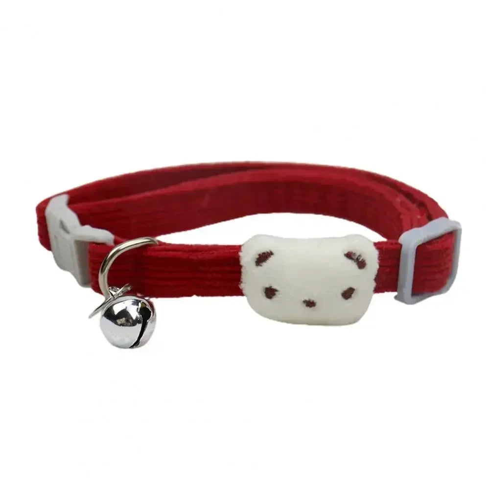 Lovely Pet Collar Adjustable Cartoon Style Soft Pet Necklace with Bell Adjustable Small Dog Cat Collar Pet Supplies