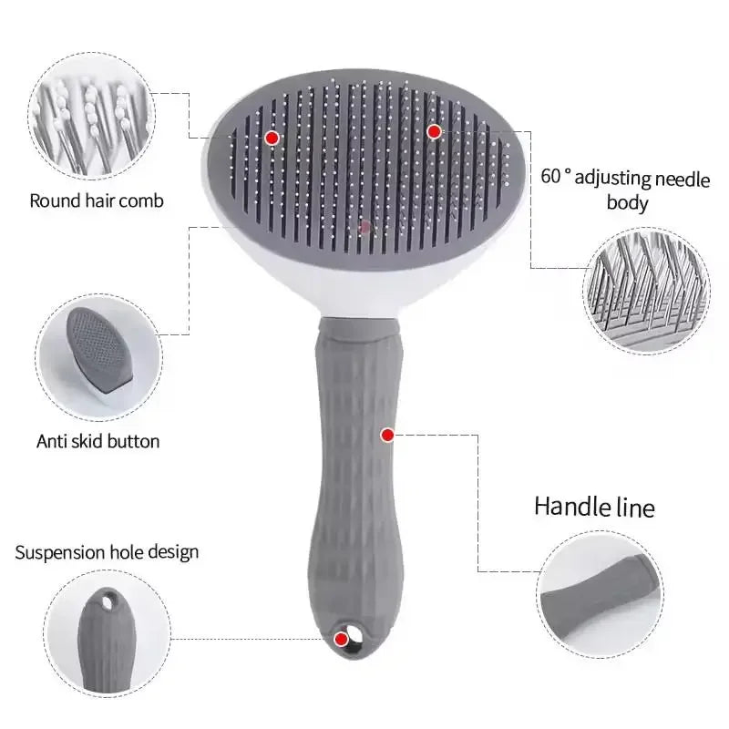 Pet Grooming Brush For Dogs And Cats, Self Cleaning Dematting Comb, Pet Hair Remover, Dog Cat Grooming Accessories