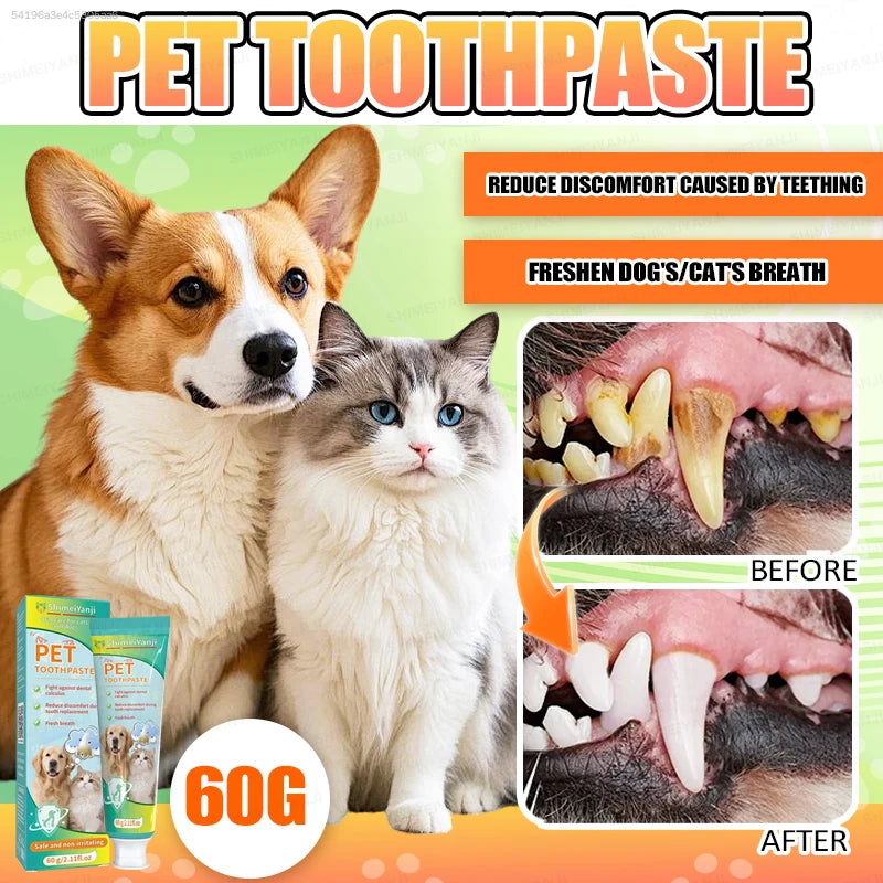 POZOAMIS Dental Cleaning Toothpaste For Dogs Cats Gently Freshens Breath Removes Plaque Suitable For Small Medium And Large Dogs Cats Pet Oral Care Pet Supplies
