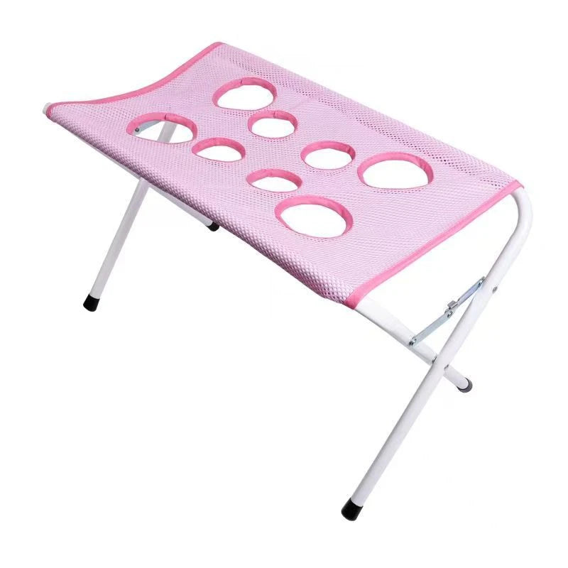 Pet Grooming Hammock Stand Foldable Dog Bathing Table Breathable Mesh Washing Support with Storage Pockets for Home Salon