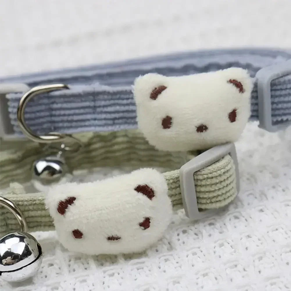 Lovely Pet Collar Adjustable Cartoon Style Soft Pet Necklace with Bell Adjustable Small Dog Cat Collar Pet Supplies