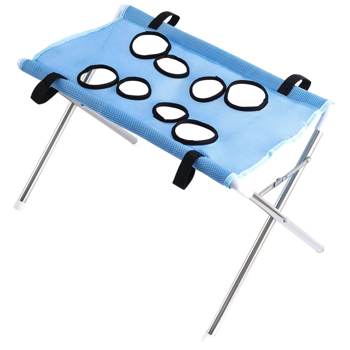 Pet Grooming Hammock Stand Foldable Dog Bathing Table Breathable Mesh Washing Support with Storage Pockets for Home Salon