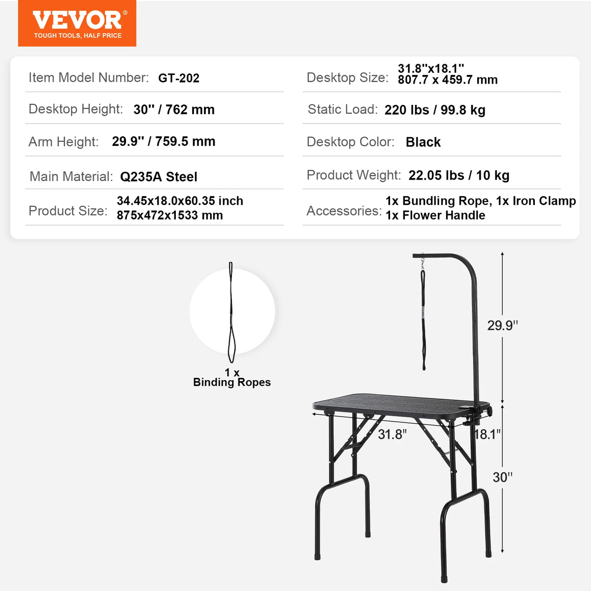 SucceBuy Pet Grooming Table Two Arms with Clamp Dog Station Foldable Pets Stand for Medium Small Dogs with Grooming Loop