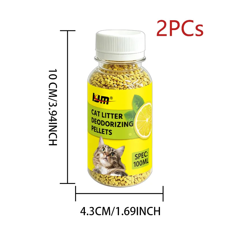 KJM Cat Litter Deodorizing Pellets Lemon Scent Odor Control Beads Mix With Cat Litter Eliminate Bad Smell For Pet Litter Box