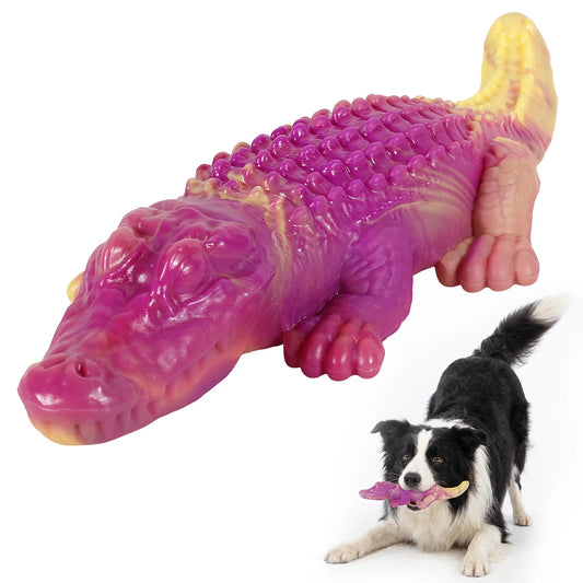 Indestructible Dog Chew Toy for Aggressive Chewers Durable Dog Teeth Cleaning Alligator Shaped Beef Aroma Chew Pet Toy