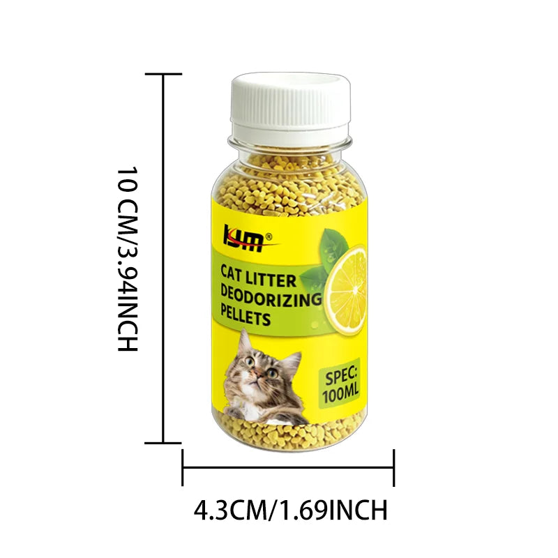 KJM Cat Litter Deodorizing Pellets Lemon Scent Odor Control Beads Mix With Cat Litter Eliminate Bad Smell For Pet Litter Box