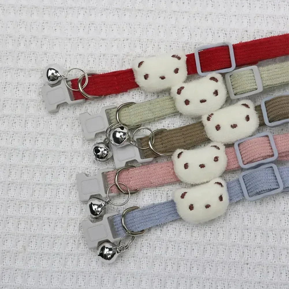 Lovely Pet Collar Adjustable Cartoon Style Soft Pet Necklace with Bell Adjustable Small Dog Cat Collar Pet Supplies